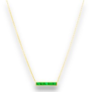 Mejuri 14k Yellow Gold Emerald Bar Necklace